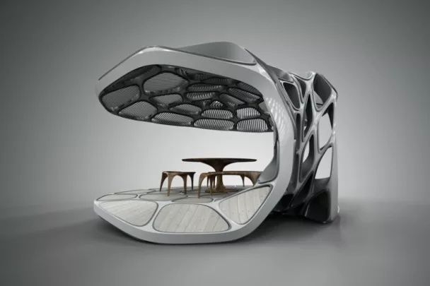 Watch Zaha Hadid’s Dining Pavilion Come Into Fruition