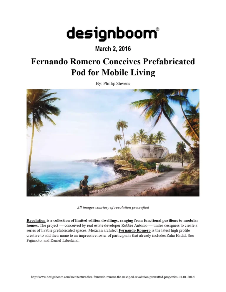 Fernando Romero Conceives Prefabricated Pod for Mobile Living